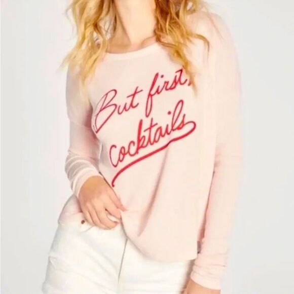 Wildfox Peach Drop Shoulder Cocktails Sweatshirt Sz Large NWOT - Picture 3 of 8